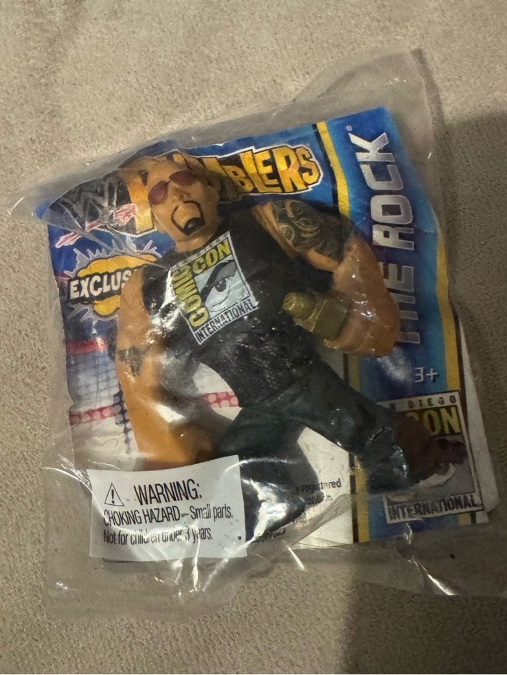 Exclusive The Rock Comic Con Wrestler Action Figure - Black Shirt  Pants
